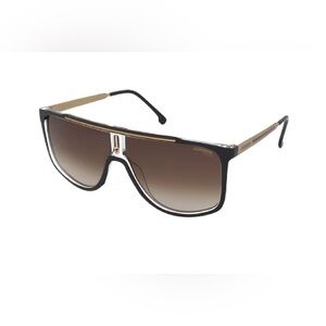 Carrera 1056/S Shield Sunglasses Black Gold Brown Gradient Lens New $215